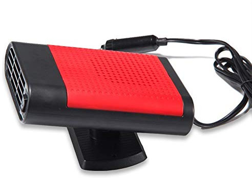 ele ELEOPTION Calentador de coche portátil, calefacción rápida en 30 segundos, descongelante rápido, 12 V, 150 W, ventilador de cerámica para coche (negro y rojo)