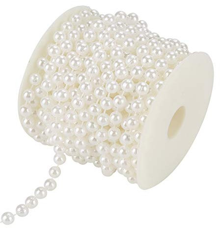 10 m/Rolle Perlenband 8 mm Baumwollschnur Künstliche Perlen Schnur Kette Girlande Blumen Hochzeit Dekoration DIY Handwerk Perlenschnur (weiß)