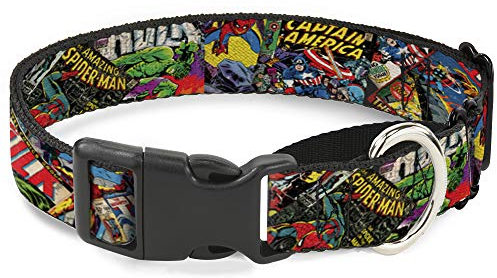 Hundehalsband Martingale Retro Marvel Comic Bücher gestapelt Nahaufnahme 38,1 bis 66 cm 2,0 cm breit