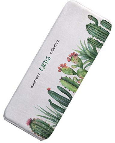 A.Monamour Tappetino per Il Bagno Antiscivolo Assorbente Morbido Acquerello Cactus Piante Succulente Sfondo Bianco Lavabile Tappeto Tappetini Doccia Passatoia da Cucina Zerbino 40x120cm