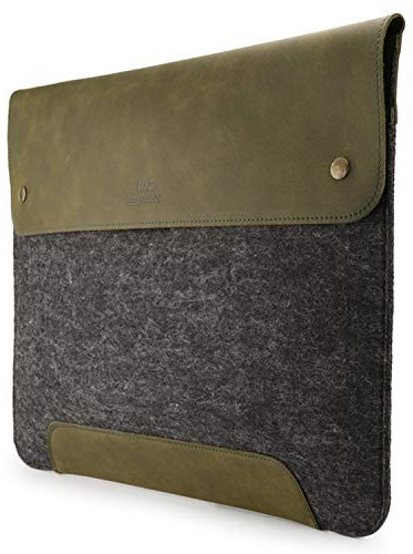 MegaGear MacBook-Tasche aus echtem Leder und Fleece, Laptop-Hülle für MacBook Pro und MacBook Air Hülle – 16 Zoll – 15 Zoll – 15,5 Zoll (M2, M2 Pro, M2 Max, M1) Modelle 2020, 2021, 2022 und 2023