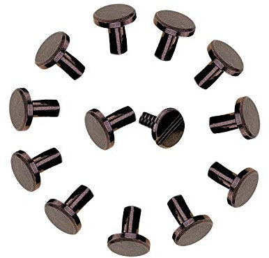 Weddecor Long Chicago Rivet Fixation Vis Ongles Rivets Croix Tête Bouton Rivets Plat Rond Tête Clou Vis pour Bricolage Cuir Décoration, Reliure D'Art, Photo Album Fixation - Noir, 9mm x 9mm