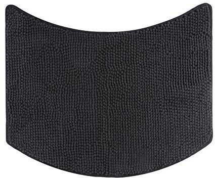 fluffy® Badteppich für Rundduschen aus Chenille mit Rutschfester Unterseite (Kleiner Bogen | Duschradius 55 cm, Anthrazit)