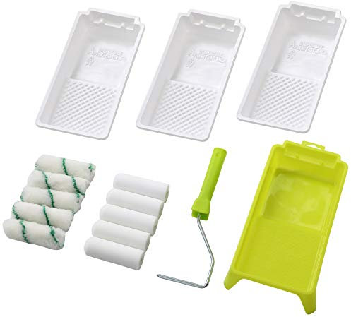 KUPOO Lot de 15 Rouleaux de Peinture en Mousse de 10,2 cm, recharges avec Cadre, Mousse Haute densité, Plateau Inclus, doublures, Plastique