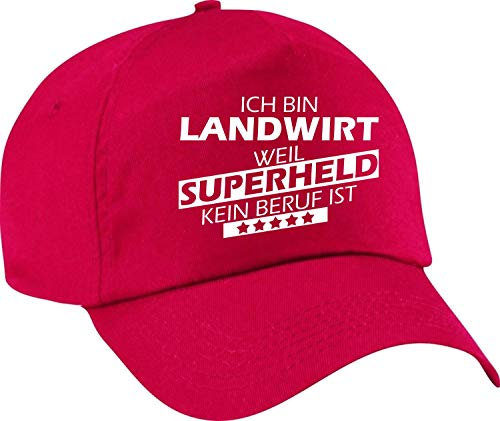 Shirtinstyle Basecap, Ich Bin Landwirt Weil Superheld kein Beruf ist, Beruf Ausbildung Abschluss, Mütze Kappe Hut Cap, Farbe Rot