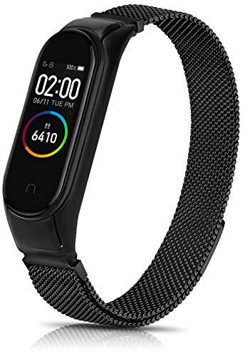 Oumida Bracelet Compatible pour Mi Band 4/ Mi Band 3 Bracelet Fermoir Magnétique en Métal, Poignet en Acier Inoxydable Bandes avec Xiaomi Mi Band 4/3 (Noir)