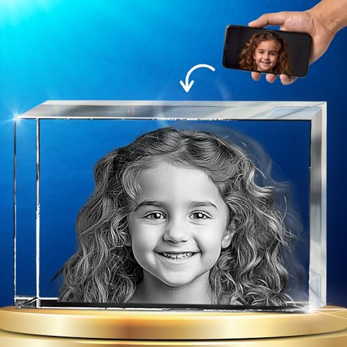 CAPTUR3D Foto de cristal 3D, regalos personalizados para ella, él, mamá, papá, mujeres, hombres, gran regalo para usar con cualquier foto, cubo de cristal 3D, imagen 3D personalizada, conmemorativo