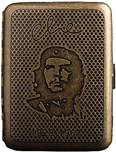 XIAOXIA Zigarettenetui mit 16 Goldfarben, wasserdicht, druckbeständig, Kupfer, gerändeltes Muster, ultradünn, Retro, Metall, tragbar, Farbe: Gold, Größe: Che Guevara