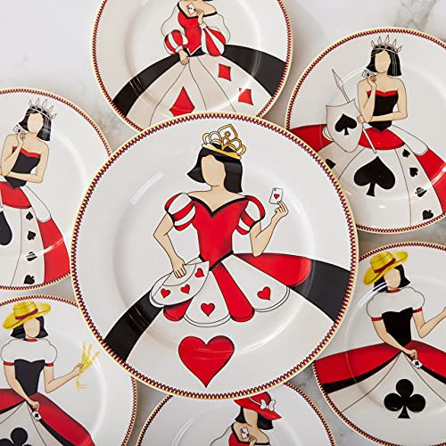 KARACA Herzqueen set of 8 cake plates made of premium porcelain, 6 x cake plates 19 cm, 1 spatula, 1 service plate, dessert plate, serving plate, small plates, dinner plates, tableware set
