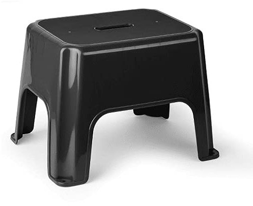 CABLEPELADO Taburete de Plástico, Taburete Ligero, Taburete apilable, Banqueta Multiusos, Taburete Multiusos, Taburete bajo, Soporta hasta 150Kg, 28.5 cm Altura x 44 cm Ancho, Negro
