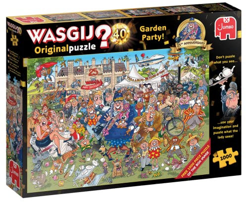 Wasgij Original 40, 25th Anniversary Garden Party - 1000 Piece Jigsaw Puzzles for Adults - Challenging Brainteasing Adults Jigsaw Puzzle, Uncover the Puzzle - 100% Recycled Cardboard - 1000pcs - Jumbo