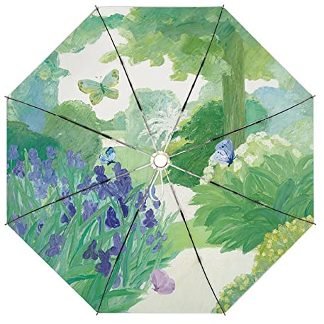 Parapluie Parasol Ombrelle Anti Uv Parapluies Pliants Parasol De Protection Solaire Et Anti-Uv Parasol Portable Compact Pliable À Double Usage Pour Femmes,三折加大手动款-春日蝴蝶