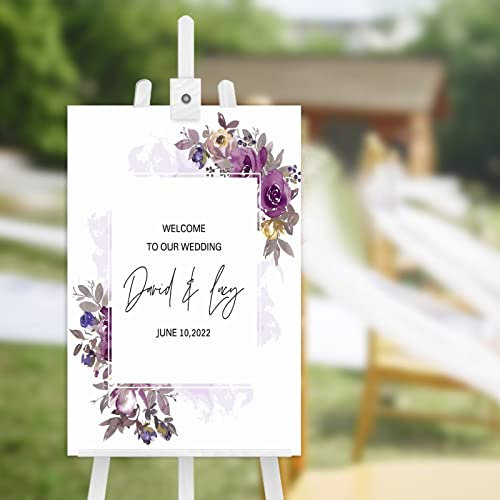 Bienvenido a Nuestra Boda - Cartel de Bienvenida Personalizado de Madera - Cartel de Recepción de Boda - Decoración Rústica para Boda - Cartel de Bienvenida - Decoración de Boda 45,72 x 30,48 cm