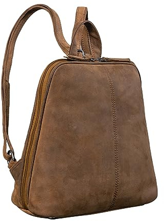 STILORD Calla Lederrucksack Damen Klein Elegant Rucksack Frauen City Daypack Backpack Modern Ledertasche Kleiner Tagesrucksack 10-11 Zoll Tabletrucksack Echtleder Farbe:tarragona - braun