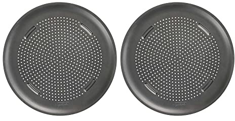 GoodCook AirPerfect Nonstick 16” Pizza Pan - Set of 2 - Pizza Trays for Oven, Perforated Round Pizza Pan, Carbon Steel Baking Pan, Homemade, Frozen & Leftover Slices