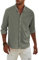 APOONABA Hemd Herren Buissnes Leinenhemd Freizeithemd Casual Leinen Bluse Langarm Shirts Regular Fit Western Hemden Baumwolle Langarmhemd Frühling Sommer Herbst Grün M