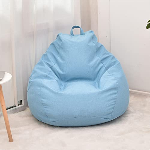 Treer Sitzsack Bezug ohne Füllung für Kinder & Erwachsene, Sitzsackhülle Abnehmbarer Indoor Sitzsack Abdeckung aus Baumwolle Leinen mit Reißverschluss Aufbewahrungstasche (110x130cm,Blau)