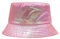 ZLYC Unisex Fashion Bucket Hat PU-Leder Regenhut wasserdicht Fischerhüte(Metallisches Neon-Rosa)