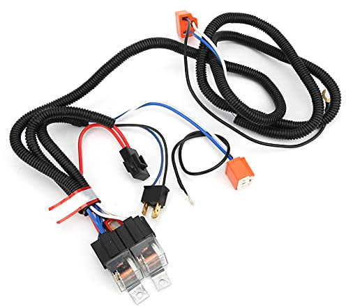 Scheinwerfer-Relais-Kabelbaum-Set, Wasserdichtes PE-Kabel-Set, Scheinwerferaufheller DC 12 V, mit 2 Stück H4-Glühbirnen, Nennstrom 80 A, Spulenleistung 1,8 W