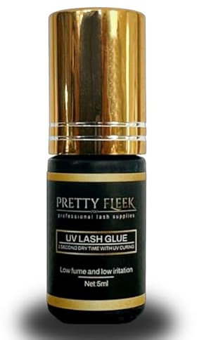 PRETTY FLEEK | UV Curing Lash Glue | Ultra Violet Eyelash Extension Glue | Retention 8+ weeks | Low Fume, Smell & Irritant | 5ml | UV-Curing LED System Required | For Lash Techs