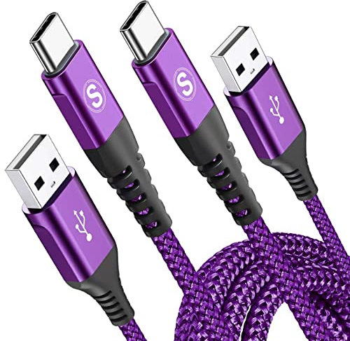 2Pack 2M USB C Charger Cables, Super Fast Charging Type C Phone Wire for 15 Plus Pro Max, Samsung Galaxy S23/S22/S21/S20/S10/S9 A54/A53/A34/A14/A12 Z Flip 3/4/5 iPad Pro Google Pixel PS5 Tablet