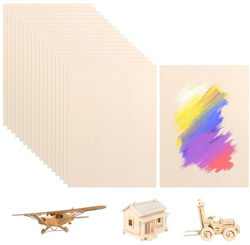 DAJAVE 18 fogli di compensato da 3 mm, 42 x 30 cm, per fai da te, in compensato A3, per decorazioni, fai da te, pirografie e modellismo