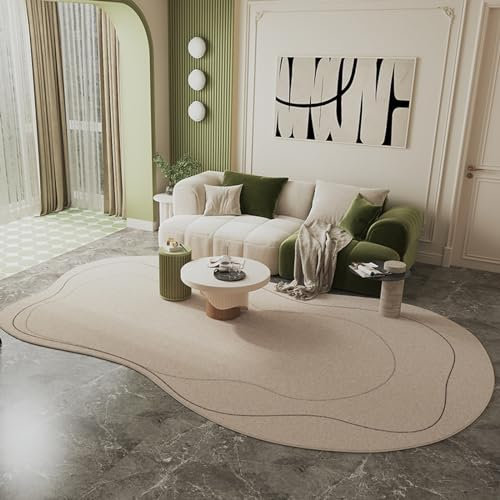 iyoimono Licht Schatten Teppich Unregelmäßige 100x120cm Groß Schwarz Beige Baumwollteppich Bohemian Marokko Modern Teppich Waschbar Vintage Teppich für Schlafzimmer Wohnzimmer Küche Indoor Outdoor