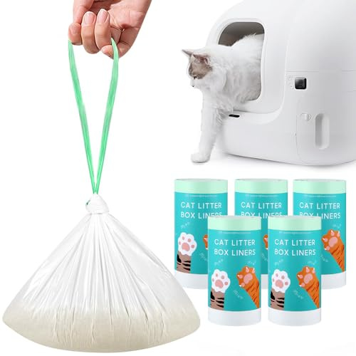 100 Stück Katzenklo Beutel, kompatibel mit Pura MAX & Pura X, Ersatz Müllbeutel mit Zugband, reißfeste Abfallbeutel für die Katzentoilette, unparfümiert