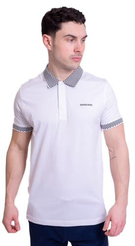 Lambretta Mens Checkerboard Trim Short Sleeve Polo Shirt White Size 3Xlarge