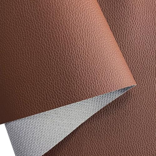 XHT Hochwertiges Kunstleder Meterware, Lederimitat, Wasserdicht, Nähen, Reparatur, Premium Lederstoff (Braun-100 x 160cm)