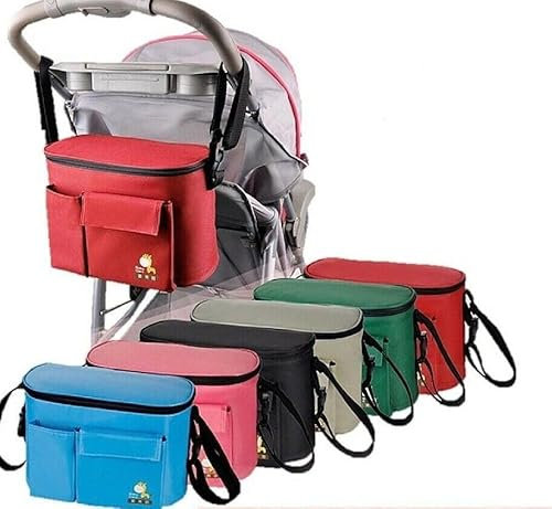 MAIL MORE Stroller Organizer with Cup Holder, Baby Pram Bag, Pushchair Buggy Organiser (Grey)