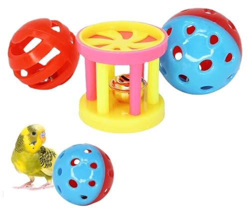 Vogelspielzeug Für Papageien, Kauspielzeugbälle Für Sittiche, Bissfestes, Aufhängbares Vogelspielzeug Mit Glocke Mit Kleinen Löchern Für Haustiere, Papageien, Wellensittiche, Conures, Sittiche