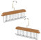 2 Piezas Percha de Cinturón de Madera Organizador Cinturones con 8 Ganchos Corbatero Paquete de Metal para Corbatas, Bufandas, Chales, Natural