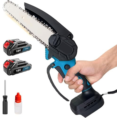 Mini Chainsaw 4 inch Cordless, Powered Chain Saw for Branch Pruning Compatible with Makita 18V Battery, Portable Electric Handheld Small Chainsaw (Single)