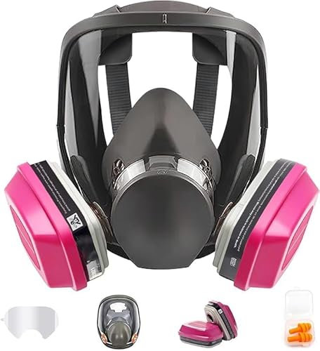 ZXICH Wiederverwendbare Vollgesichts Atemschutzmaske, Beschlagfreie und staubdichte Abdeckmaske, für Malerei schützt, Gas, Farbe, Staub, Chemikalien und anderem Arbeitsschutz