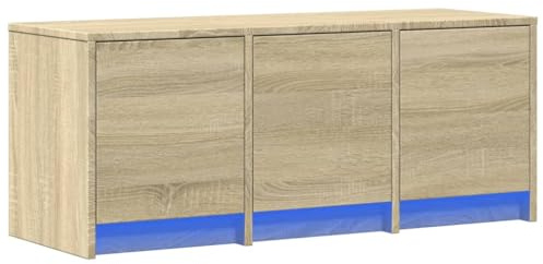 vidaXL TV Schrank, Fernsehtisch mit LED-Beleuchtung, Fernsehschrank mit Stauraum für Wohnzimmer, Lowboard für Fernseher, Sonoma-Eiche Holzwerkstoff