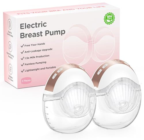Haokoo Tiralatte Elettrico Indossabile Portatile - Tira Latte Neonati Elettrico con Triplo Sigillo, Senza BPA, 3 Modalità e 12 Livelli, Flangia da 17/19/21/24mm (2 Pezzo)