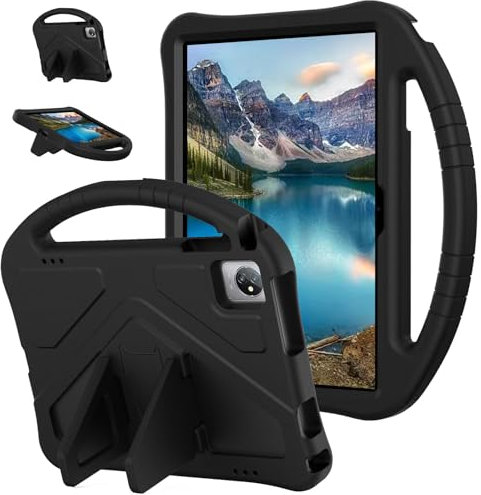 Eabhulie Niños Funda para Oscal Pad 60 /Blackview Tab 8 WiFi/Tab 8/Tab 70 WiFi/Tab 7 10,1 Inch, EVA Resistente Ligera Portátil Soporte de Mango Carcasa Infantil Antigolpes Negro