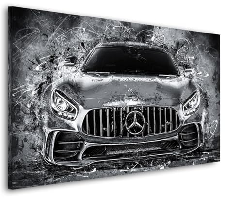 Kunstgestalten24 Leinwandbild Mercedes AMG GT Abstrakt Rot Sportwagen Auto Bild Büro Dekoration Wanddeko Wandbild Leinwand Kunstdruck Wohnzimmerbilder Modern