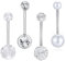 Besyvvin 4er Bauchnabelpiercing Silber 16mm Chirurgenstahl 14G Herz Piercing Bauchnabel Ring Langes Bauchpiercing Damen