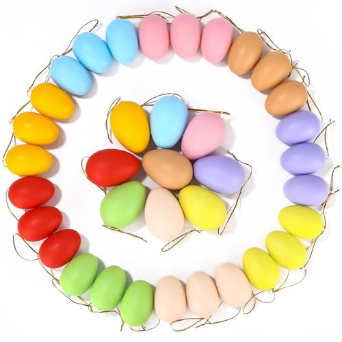 Zaxiva 36 Uova di Pasqua da Appendere, da Appendere all'Aperto, da Riempire, da Dipingere, Uova di Pasqua in Plastica per Interni ed Esterni, Decorazioni Pasquali per Albero e Feste