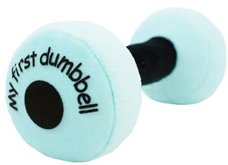 Lullaberry My First Hantel - Plüsch Baby Rassel Spielzeug - Sicheres, weiches Langhantel Workout Spielzeug für Säuglinge Jungen und Mädchen - Blau