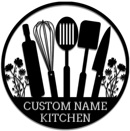 Personalisiertes Metall-Küchenschild, individuelles Küchenschild, individuelles Familienküchenschild, Küchenschild, Metallschild für Restaurant, Mamas Küche, Wanddekoration, Omas Küche Geschenk (Stil