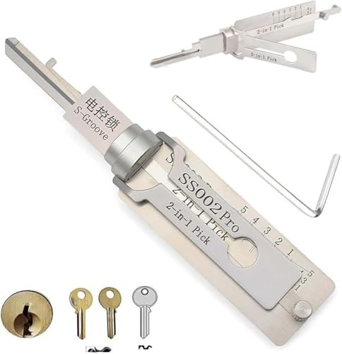 Decodificador de llave maestra de acero inoxidable, kit de selección de cerradura de decodificador de llave maestra, 2 en 1, descodificador de llave maestra, herramientas para acceder fácilmente a las