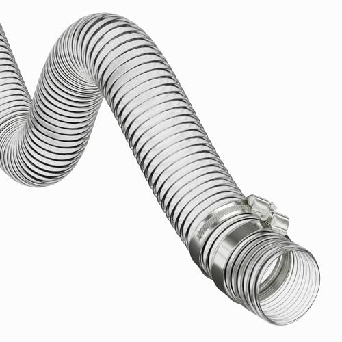 32MM ID - 5 METRE Clear Corrugated Pond Pump Pipe/Hose/Flexi TUBING + Hose Clips