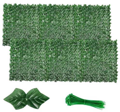 2PCS Artificial Ivy Fence Screening 3m x 1m (118x39in), Ivy Trellis Screening UV Fade Protected, Artificial Hedge Roll Privacy Fence for Outdoor Garden Decor, Party, Balcony, Wedding