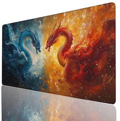 Mauspad Fantasie, Gaming Mauspad XXL 70x30x0.3cm, Großes Schreibtischunterlage Drachen, Mousepad rutschfeste wasserdichte Verbessert Geschwindigkeit und Präzision, für Büro Gaming Tisch Deko GYL-3234