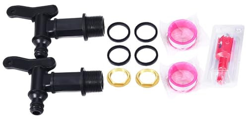 IBC Ensemble de robinet de réservoir d'eau avec filetage de 1,9 cm, valve de robinet S60 x 6 avec ruban, ouvre-trou, écrous de verrouillage, accessoires pour tonneau de pluie maison et jardin (laiton)