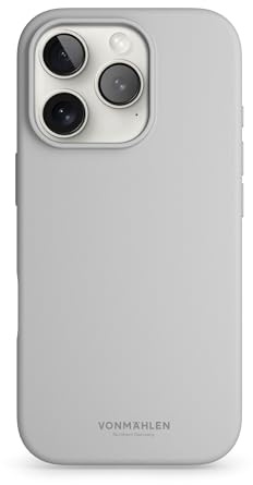 VONMÄHLEN Soft Silicone Case - Silikonhülle aus recycelten Materialien, kompatibel mit iPhone und MagSafe, Handyhülle mit Kamera-Displayschutz - iPhone 16 Pro Max - Light Gray