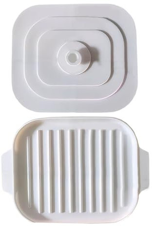 Teglia Per Pizza Pentola per microonde con coperchio Pentola microonde in silicone con coperchio Vassoio Vassoio forno (Light Gray, 28x20. 8x2. 1cm)